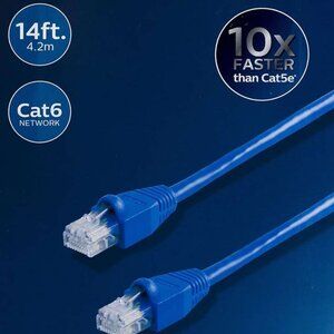 Brand New Philips Streaming Cat 6 Blue Internet Cable of 25ft, 1 Gbps 250 MHz